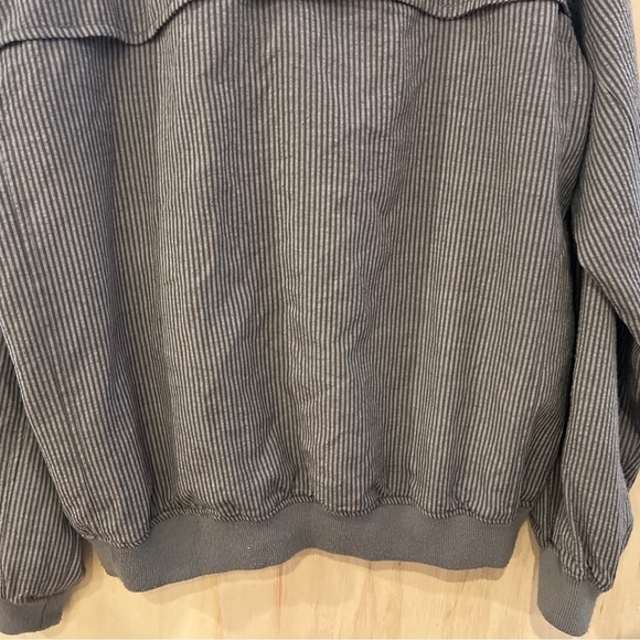 Haspel Men's Zipper Jacket coat size large grey stripe bomber - Picture 8 of 8